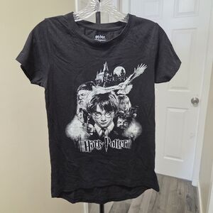 Harry Potter Black Graphic Tee Cotton Blend Hogwarts Movie Shirt Casual
